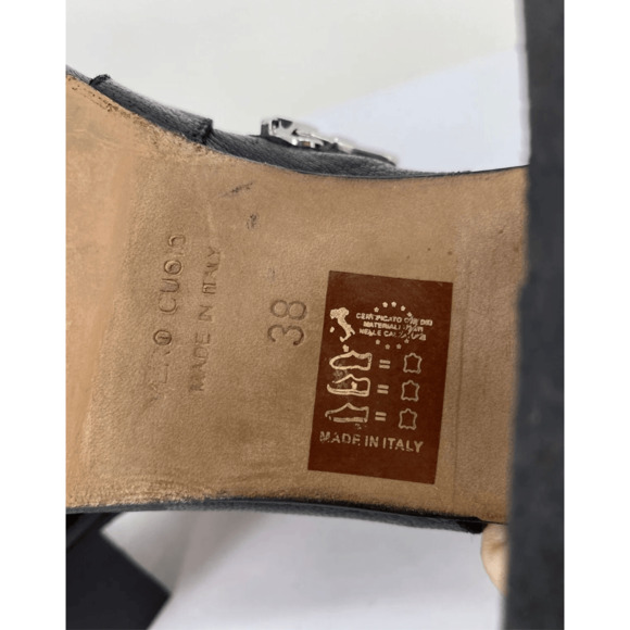 Phisique de Femme Block Heel Buckle Sandals Soft Leather Goth Steampunk - Picture 9 of 12